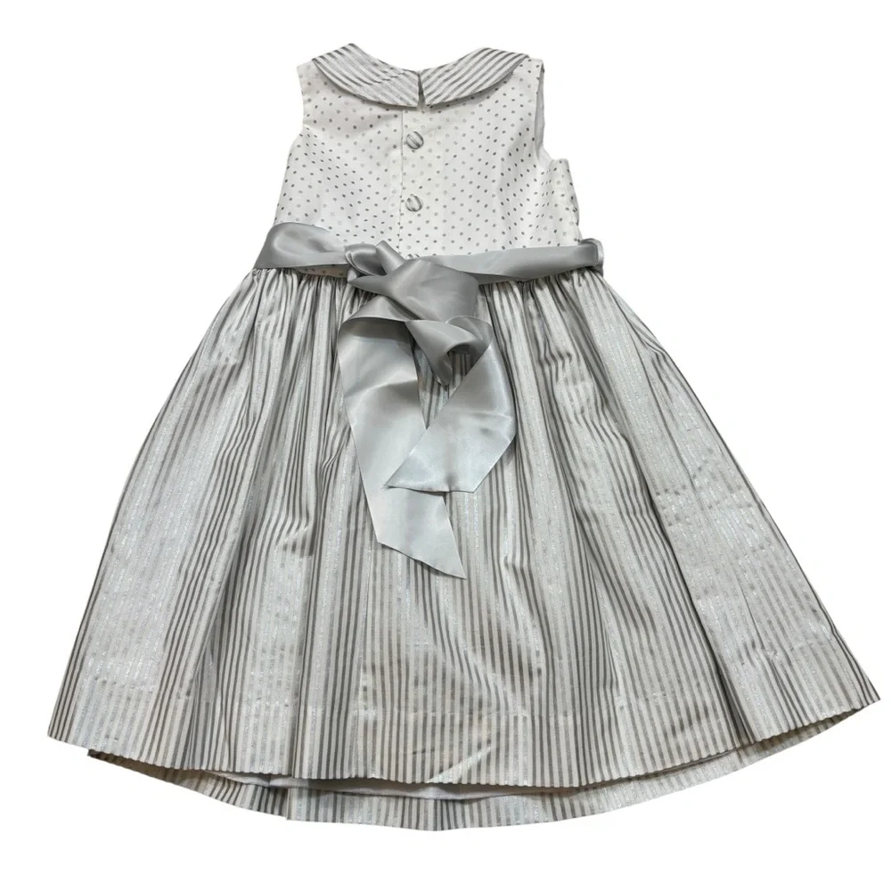Girl’s The Bailey Boys Collared‎ Silver and White Sleeveless Dress Size 6X